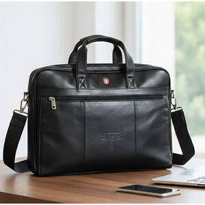 Wenger Men's Black Leather Briefcase Laptop Bag